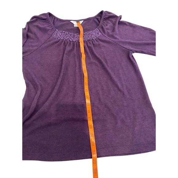 Christopher And Banks Purple Knit Top Petite PM Workwear Sequins Casual Office - Picture 11 of 13